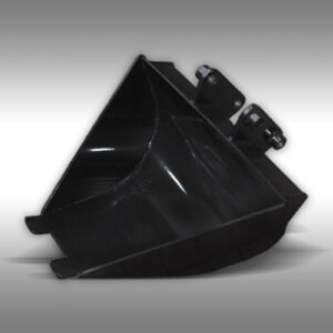 Close-up photo of the tapered trenching bucket for the ​MB​-300 from Jansen USA. Tapered from 20" to 8" has 2 teeth.