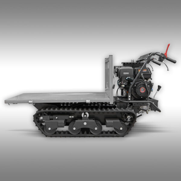 RD-800 from Jansen USA, side view of dumper, shown without sides, as a flatbed.